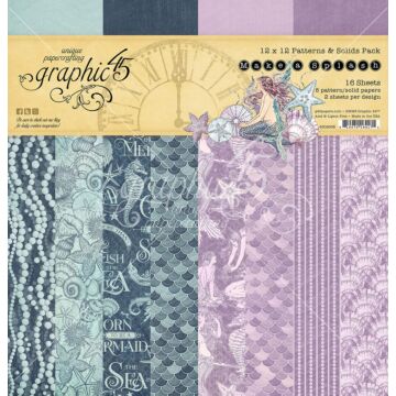 Graphic 45 12X12 Patterns & Solids Paper Pad, Make a Splash
