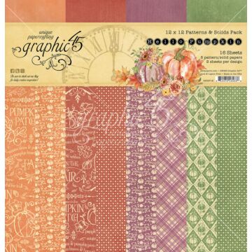 Graphic 45 12X12 Patterns & Solids Paper Pack, Hello Pumpkin