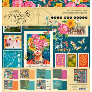 Graphic 45 12X12 Collection Pack with Stickers, Let's Get Artsy