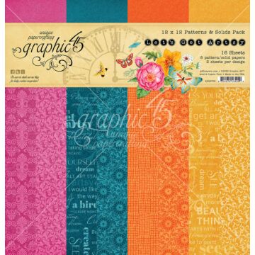 Graphic 45 12X12 Patterns & Solids Paper Pack, Let's Get Artsy