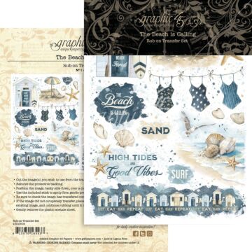 Graphic 45 Rub-on Transfers, The Beach is Calling