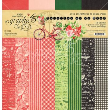 Graphic 45 12X12 Patterns & Solids Paper Pack, Sunshine on my Mind
