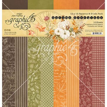 Graphic 45 12X12 Patterns & Solids Paper Pack, Autumn Greetings
