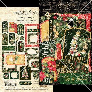 Graphic 45 Chipboard Tags & Frames, Merry & Bright