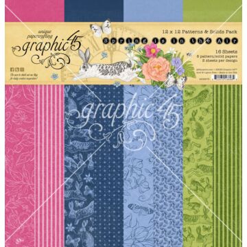 Graphic 45 12X12 Patterns & Solids Paper Pack, Spring is in the Air