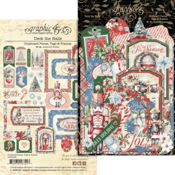 Graphic 45 Chipboard Pieces + Tags + Frames, Deck the Halls
