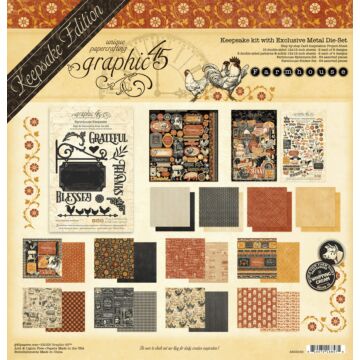 Graphic 45 Keepsake Edition Kit with Exclusive Die Set, Farmhouse