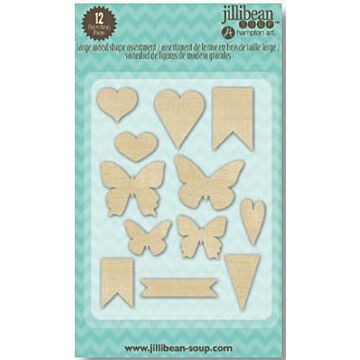 Jillibean Soup -  Stampables Large Wood Shapes (12ct)