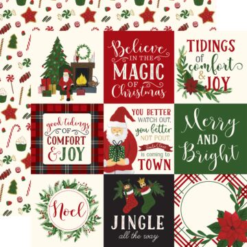 Echo Park - Here Comes Santa Claus - 12x12 Double sided - 4x4 Journaling Cards