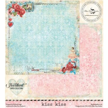 Blue Fern Studios - 12x12 Double Sided Paper - Heartland - Kiss Kiss