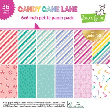 Lawn Fawn 6X6 Petite Paper Pack, Candy Cane Lane