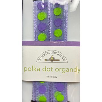 Doodlebug Ribbon - Polka Dot Organdy - Lime Rickey