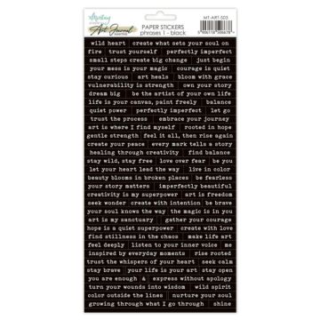 Mintay Papers 6X12 Art Journal Paper Stickers, Phrases 1 - Black