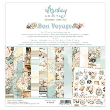 Mintay Papers 12X12 Paper Set, Bon Voyage