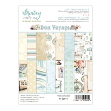 Mintay Papers 6X8 Add-on Paper Pad, Bon Voyage
