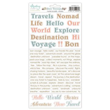 Mintay Papers 6X12 Paper Stickers, Bon Voyage - Words