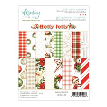 Mintay Papers 6X8 Add-on Paper Pad, Holly Jolly