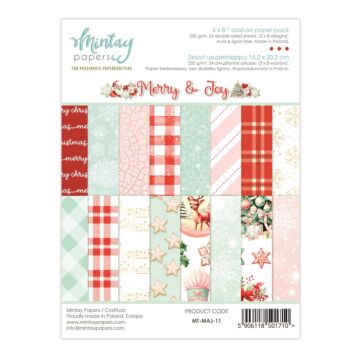 Mintay Papers 6X8 Add-on Paper Pad, Merry & Joy