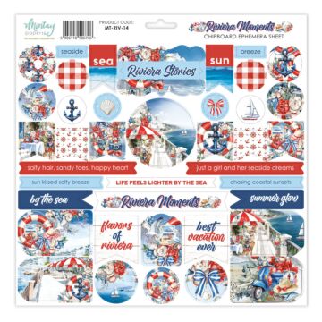 Mintay Papers 12X12 Chipboard Ephemera Sheet, Riviera Moments