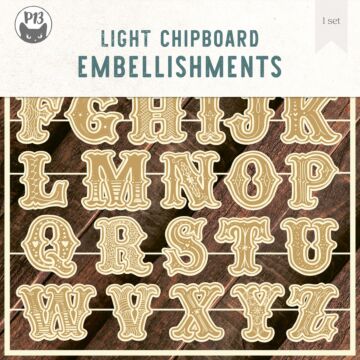 P13 Chipboard Embellishments, Cookie Alphabet