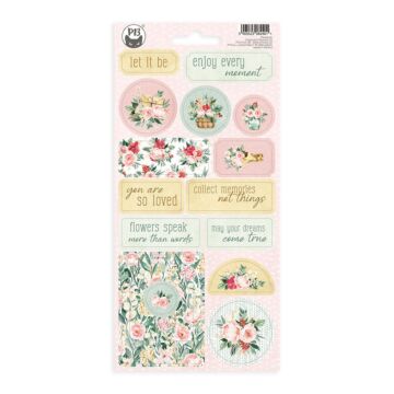 P13 Chipboard Sticker Sheet, Flowerish 02