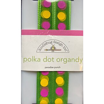 Doodlebug Ribbon - Polka Dot Organdy - Paradise Punch