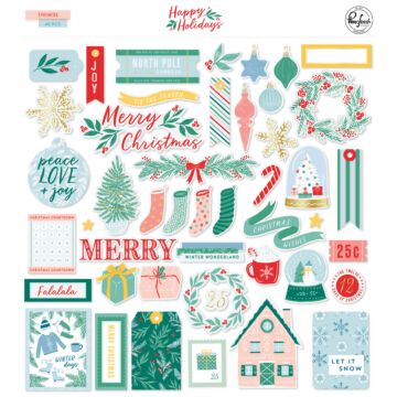 PinkFresh Ephemera Pack, Happy Holidays