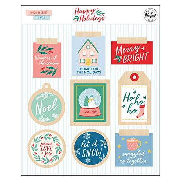 Pinkfresh Wood Accents, Happy Holidays