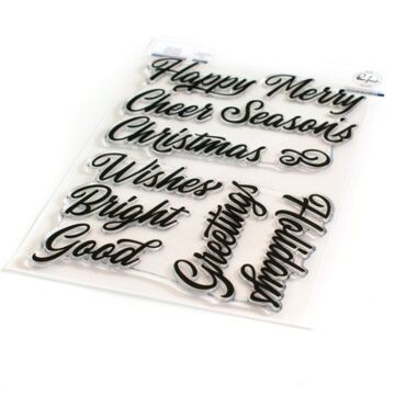 PinkFresh Studio Clear Stamp, Brushed Sentiments Holiday