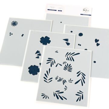 Pinkfresh Studio Layering Stencil Set, Berries & Blossoms