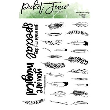 Picket Fence Studios Clear Stamp, Wreath Building: Feathers