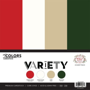 Photo Play Paper 12X12 Cardstock Variety Pack, Holly and Ivy (8 sheets)