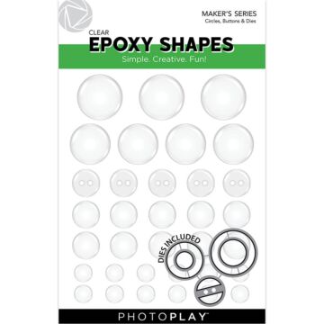 Photo Play Paper Clear Epoxy Shapes, Circles & Buttons with Die