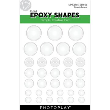 Photo Play Paper Clear Epoxy Shapes, Circles & Buttons without Die