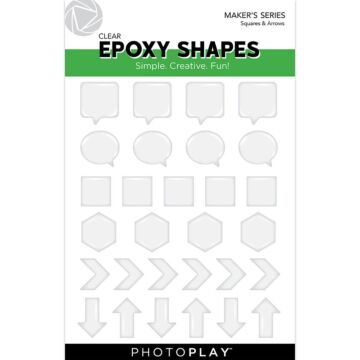 Photo Play Paper Clear Epoxy Shapes, Squares & Word Bubbles without Die