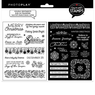 Photo Play Paper Say It With Stamps Rub-on Transfers, Holiday Sentiments