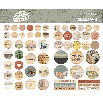 Photo Play Paper Pre-Colored Epoxy Dies Paper Pack, Travel Junque