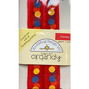 Doodlebug Ribbon - Polka Dot Organdy - Primary