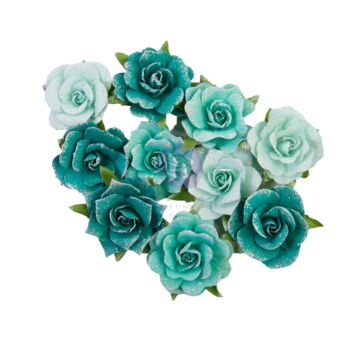 Prima Flowers, Painted Floral - Shiny Teal