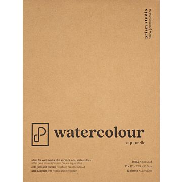 Pre-Order Prism Studio Watercolour Paper Pad, 9" x 12" - Cold Pressed 140lb (Glue Bound)