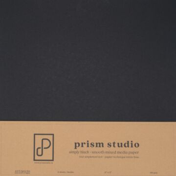 Prism Studio 12x12 Mixed Media Paper, Simply Black, 129lb (12 sheets)