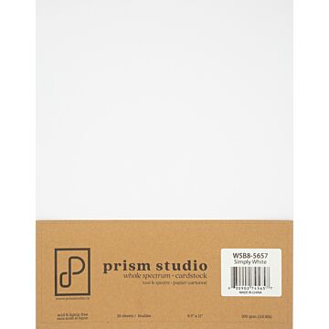 Pre-Order Prism Studio 8.5X11 Whole Spectrum Smooth Cardstock, 110lb - Simply White (25 Sheets)