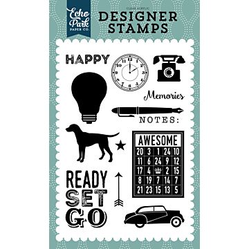 Echo Park Pinstripes: Ready Set Go 4x6 Stamp