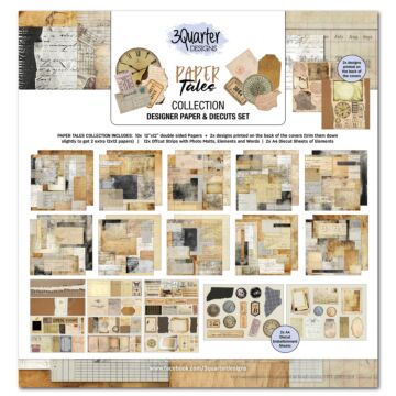 3Quarter Designs Paper Tales 12x12 Designer Paper & Diecuts Set