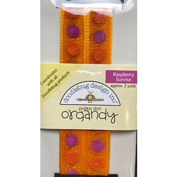 Doodlebug Ribbon - Polka Dot Organdy - Raspberry Sunrise