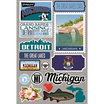Reminisce Stickers, Jetsetters - Michigan
