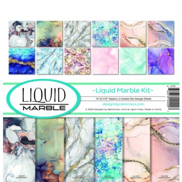 Reminisce 12X12 Collection Kit, Liquid Marble