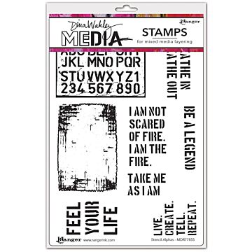 Ranger Dina Wakley MEdia Cling Stamp, Stencil Alphas