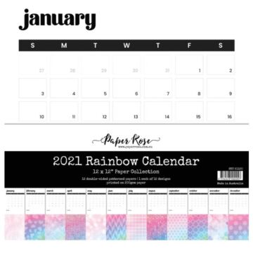 Paper Rose 12X12 Paper Collection, 2021 Rainbow Calendar