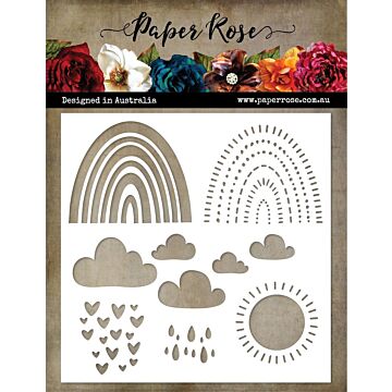 Paper Rose Stencil, Layering Rainbow